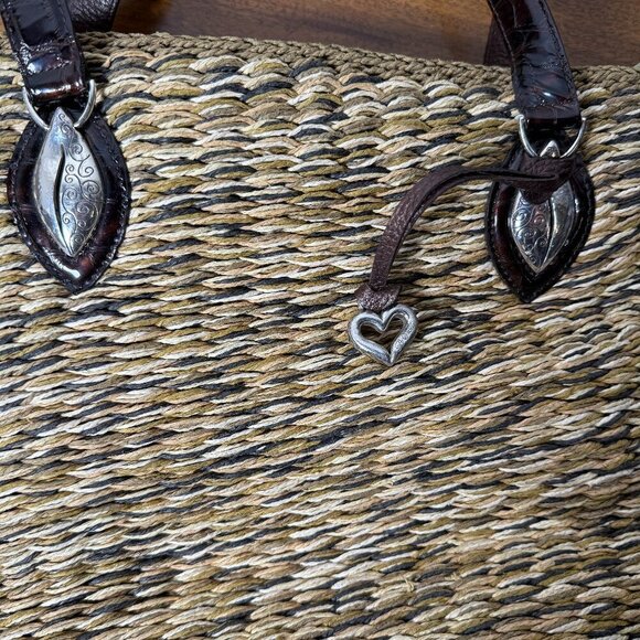 Brighton Summer Market Straw Purse Tan with Dark Brown Handles - Picture 8 of 10